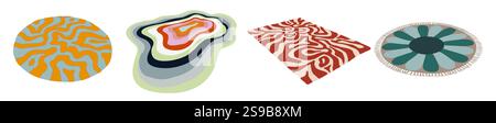 Carpets, runner rugs, wool textile mats set Stock Vector