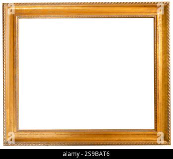 Antique golden empty picture or mirror frame isolated on white background Stock Photo