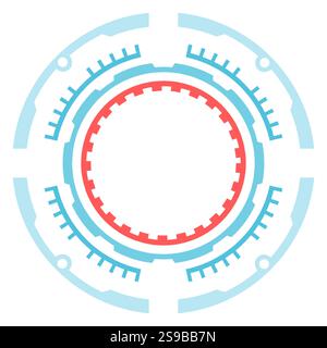 Futuristic loading bar with data processing, featuring a circular design with blue and red accents, creating a sense of progress and technological adv Stock Vector
