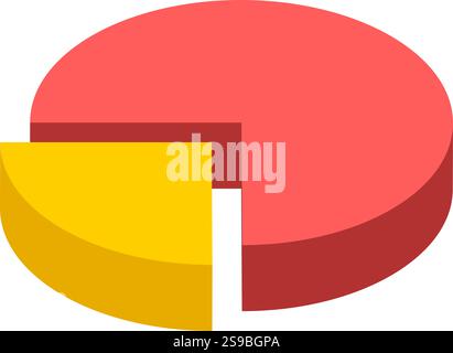 Brightly colored pie chart with red and yellow segments, representing data distribution and analysis. Useful for presentations, reports, and educational materials on statistics Stock Vector