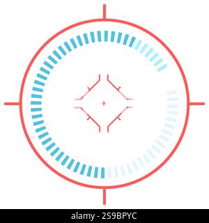 Circular loading bar and crosshair target, perfect for video games, virtual reality, or any project that needs a futuristic and technological touch Stock Vector