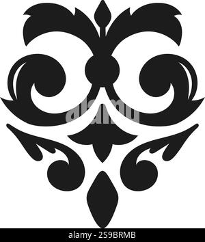 Classic decorative element featuring intricately designed stylized leaves, elegant spirals, and ornate floral motifs, creating a symmetrical and visually captivating pattern Stock Vector
