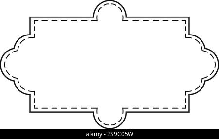 Simple rectangular frame featuring rounded edges with a scalloped design and dotted lines, providing a classic and versatile decorative element Stock Vector
