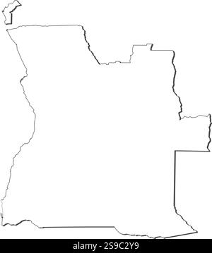 Angola country black outline silhouettes in three different levels of ...