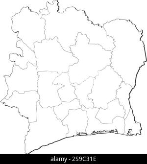 Map of Ivory Coast, contous as a black line Stock Vector Image & Art ...
