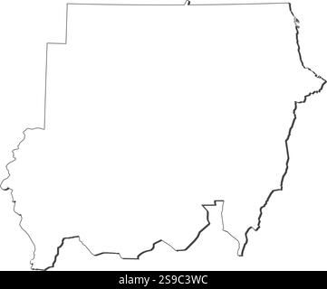 Sudan with states Map black and white illustration Stock Vector Image ...