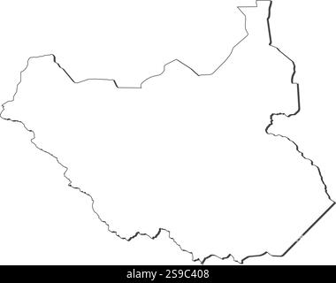 South Sudan with states Map black and white illustration Stock Vector ...