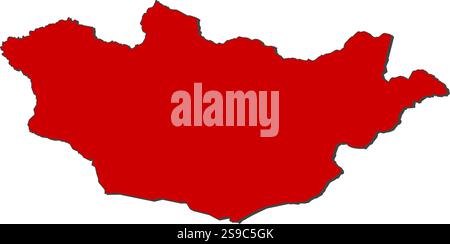 Map of Mongolia with the provinces, colored in red. Stock Vector