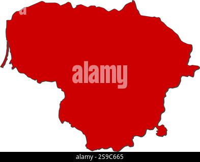 Map of Lithuania with the provinces, colored in red. Stock Vector