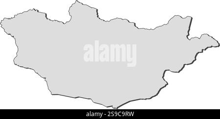 Map of Mongolia, filled in gray. Stock Vector