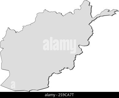 Map of Afghanistan, filled in gray. Stock Vector