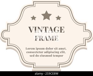 Vintage frame featuring three stars and an elegant border, providing a perfect backdrop for sample text and adding a classic touch to various design projects Stock Vector