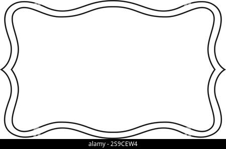 Wavy double lines form a decorative rectangular frame, providing a classic and elegant design element suitable for a wide range of graphic design projects and templates Stock Vector