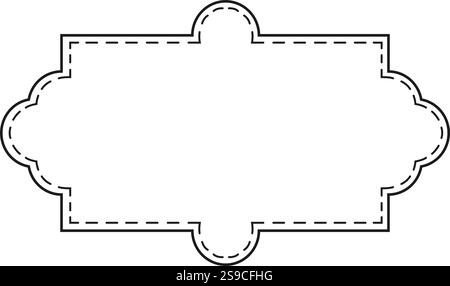 Simple rectangular frame featuring rounded edges with a scalloped design and dotted lines, providing a classic and versatile decorative element Stock Vector