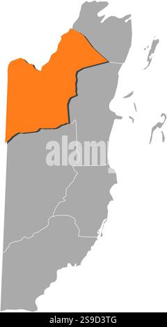 Map of Belize with the provinces, Orange Walk is highlighted Stock ...