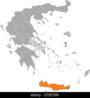 Map of Greece with the provinces, Crete is highlighted Stock Vector ...