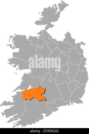 Map of Ireland with the provinces, Limerick is highlighted Stock Vector ...