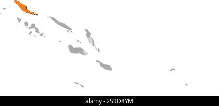 Map of Solomon Islands with the provinces, Choiseul is highlighted ...