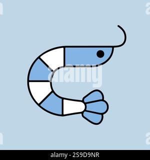 Shrimp vector seafood icon. Fast food sign. Graph symbol for cooking web site and apps design, logo, app, UI Stock Vector
