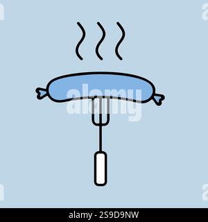 Sausage fork vector icon. Fast food sign. Graph symbol for cooking web site and apps design, logo, app, UI Stock Vector