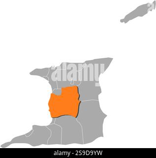 Map of Trinidad and Tobago with the provinces, Couva-Tabaquite-Talparo ...
