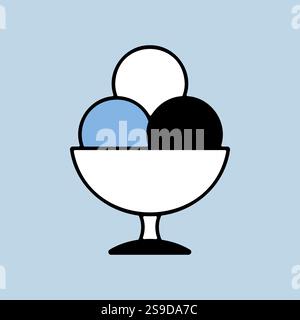 Ice-cream balls in bowl vector icon. Fast food sign. Graph symbol for cooking web site and apps design, logo, app, UI Stock Vector