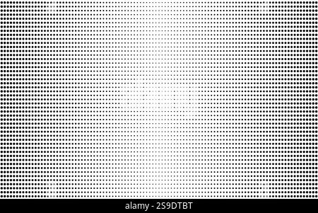 Monochrome Dotted Halftone Background with Gradient Fade and Vintage Grunge Texture. Stock Vector