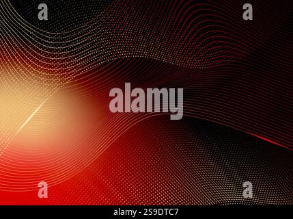 Glowing Abstract Wave on Dark Background with Shiny Motion and Neon Space Light Effects. Stock Vector
