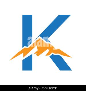 Initial Monogram Letter K Mountain Logo. Explore Mountain Adventure Symbol Stock Vector