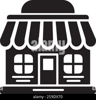 Ice cream shop Vector Silhouette, Vector, icons, illustration, design, Store Icon, Vector Symbol. Stock Vector