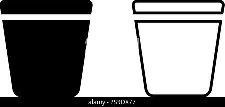 Plant pots outline simple minimalistic flat design vector illustration isolated on white background. Stock Vector