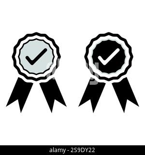 Approved or certification icon. Quality production sign. Confirmatory sign isolated on white background. Vector illustration Stock Vector