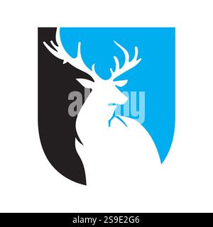 Initial Monogram Letter U Deer Logo Design Vector Template Stock Vector