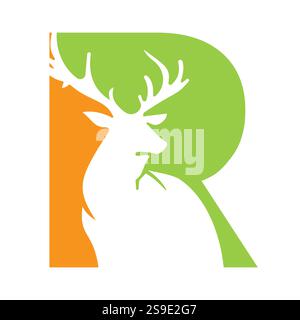 Initial Monogram Letter R Deer Logo Design Vector Template Stock Vector