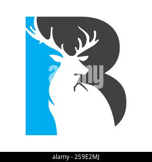 Initial Monogram Letter B Deer Logo Design Vector Template Stock Vector