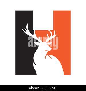 Initial Monogram Letter H Deer Logo Design Vector Template Stock Vector
