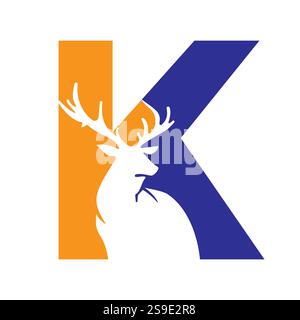 Initial Monogram Letter K Deer Logo Design Vector Template Stock Vector