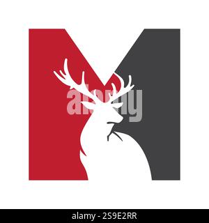 Initial Monogram Letter M Deer Logo Design Vector Template Stock Vector