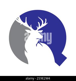 Initial Monogram Letter Q Deer Logo Design Vector Template Stock Vector