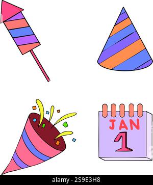New year icon vector art by garlic mystudio Stock Vector