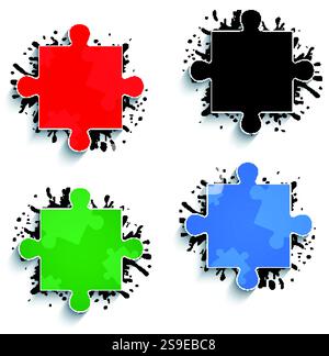 Parts of multicolored puzzle on white background Stock Vector