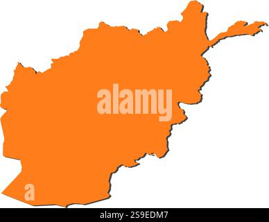 Map of Afghanistan, filled in orange. Stock Vector