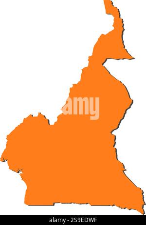 Map of Cameroon, filled in orange. Stock Vector