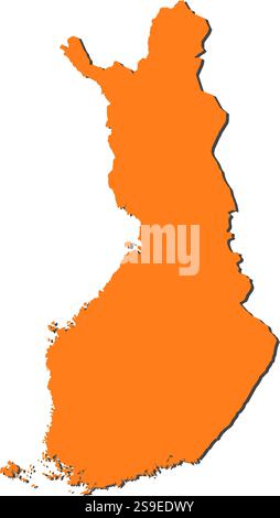 Map of Finland, filled in orange. Stock Vector