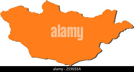 Map of Mongolia, filled in orange. Stock Vector