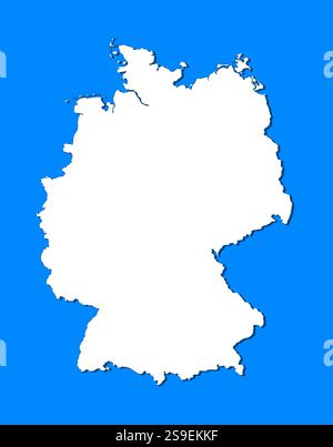 Map of Germany wich blue background. Stock Vector