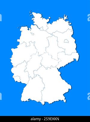 Map of Germany wich blue background. Stock Vector