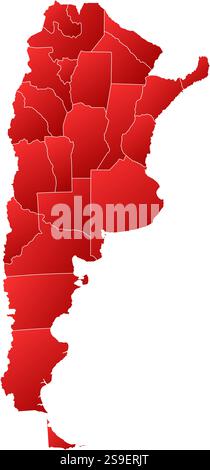 Map of Argentina with the provinces, filled with a linear gradient. Stock Vector