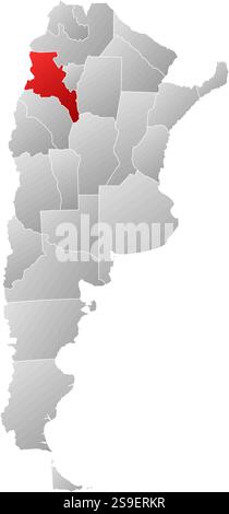 Map of Argentina with the provinces, filled with a linear gradient, Catamarca is highlighted. Stock Vector