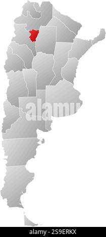 Map of Argentina with the provinces, filled with a linear gradient, Tucumán is highlighted. Stock Vector